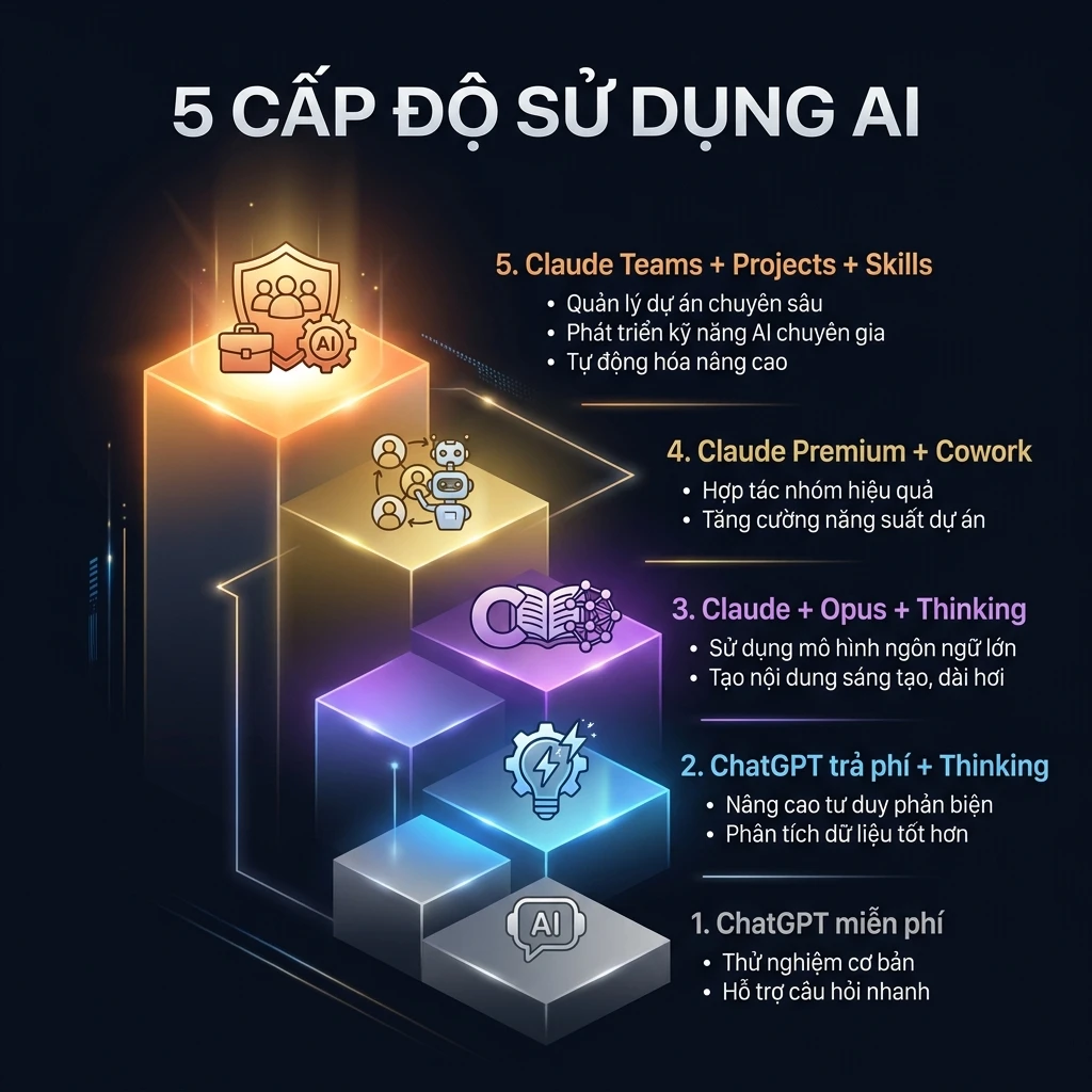 5 cấp độ sử dụng AI